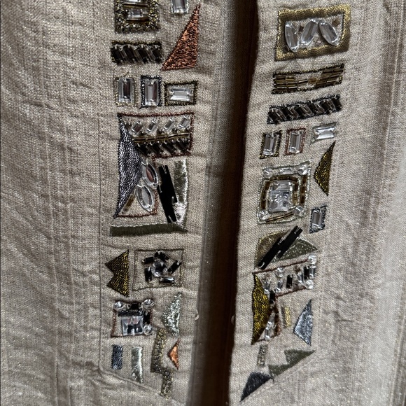CHICO'S Jacket with Tan Gold Metallic Fabric Embroidery & Beading Womens 3 XL 16 - Picture 11 of 17